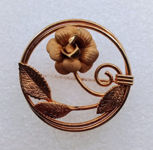 Amco 14k Gf Rose Brooch