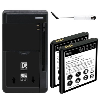 2x 3700mAh Standard Battery Charger Stylus f Samsung Galaxy Avant SM-G386T Phone