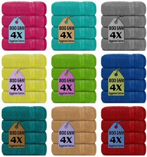 4 X Face Cloths Towels 800GSM Egyptian Cotton Luxury Flannels Premium Washcloths