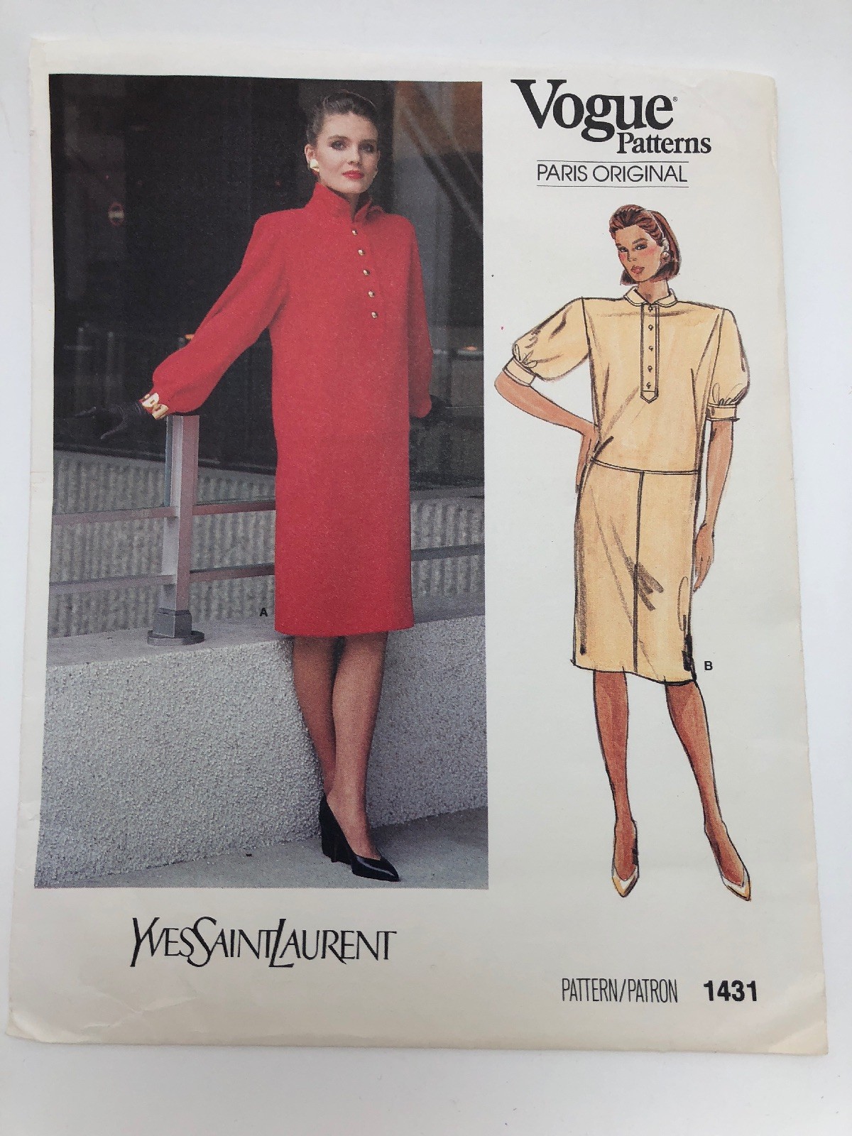 Abito Vogue PARIGI ORIGINALE 1431 TG 12 modello non tagliato YVES SAINT LAURENT vintage