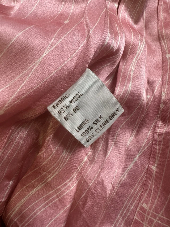 Walter Baker Blazer Jacket Wool Tweed Pink Silk Lining Size 0 - Image 4 of 4