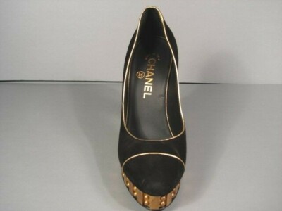 靴 Vintage Chanel Black Suede Heels 36 1/2 Vtg Chanel C.1994 Black Suede Victorian Flared Heel Boots 36 | eBay