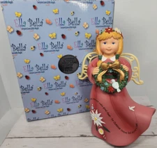Ella Bella Good Cheer 8" Angel Holding Wreath, Wind Up Music Box, New in Box