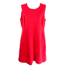 Lands' End Size 12 Sleeveless Ponte Sheath Dress Pink Pocket Career Work Casual 