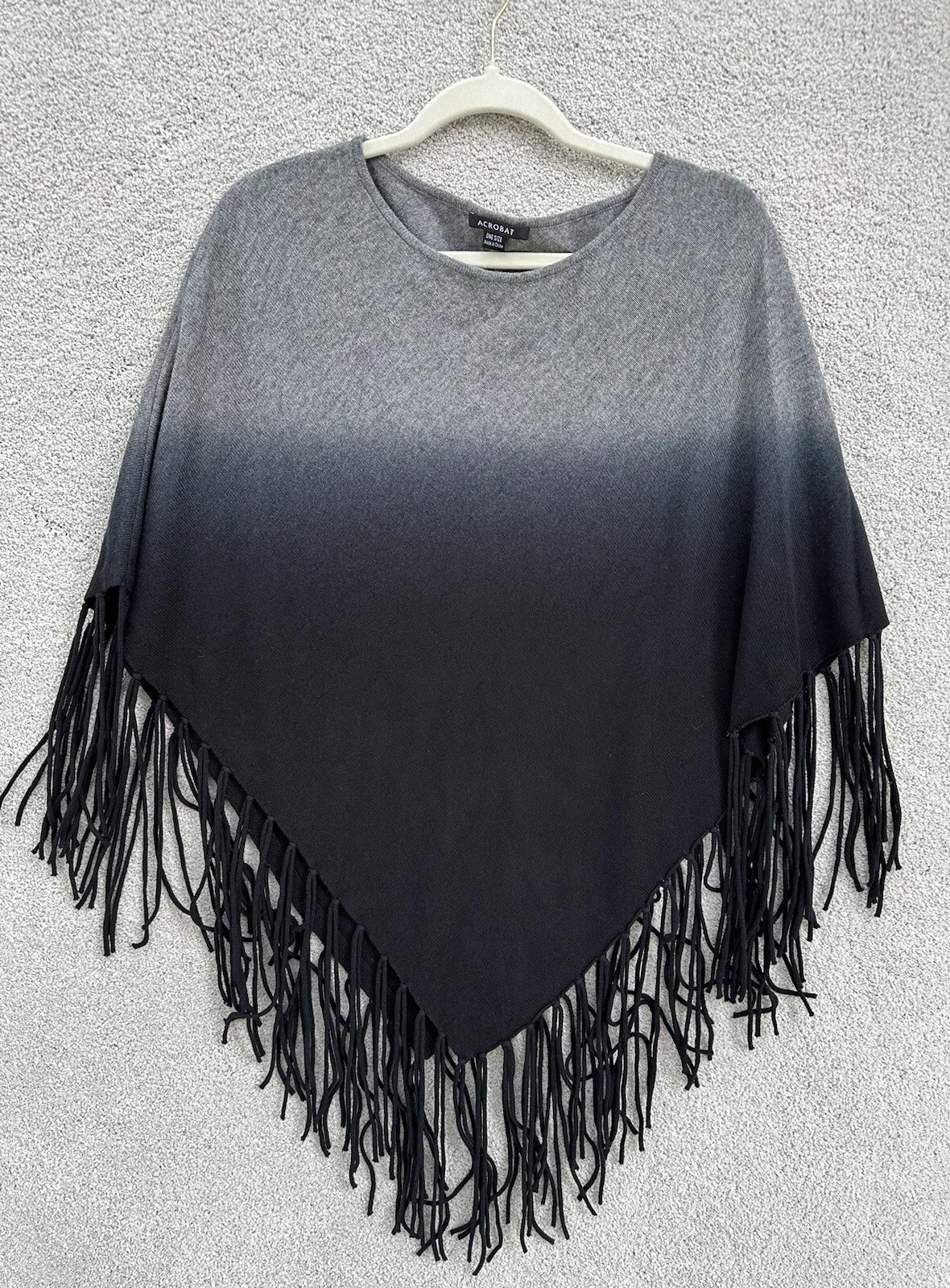 Acrobat Poncho Womens One Black Grey Color Block Celeste Trim