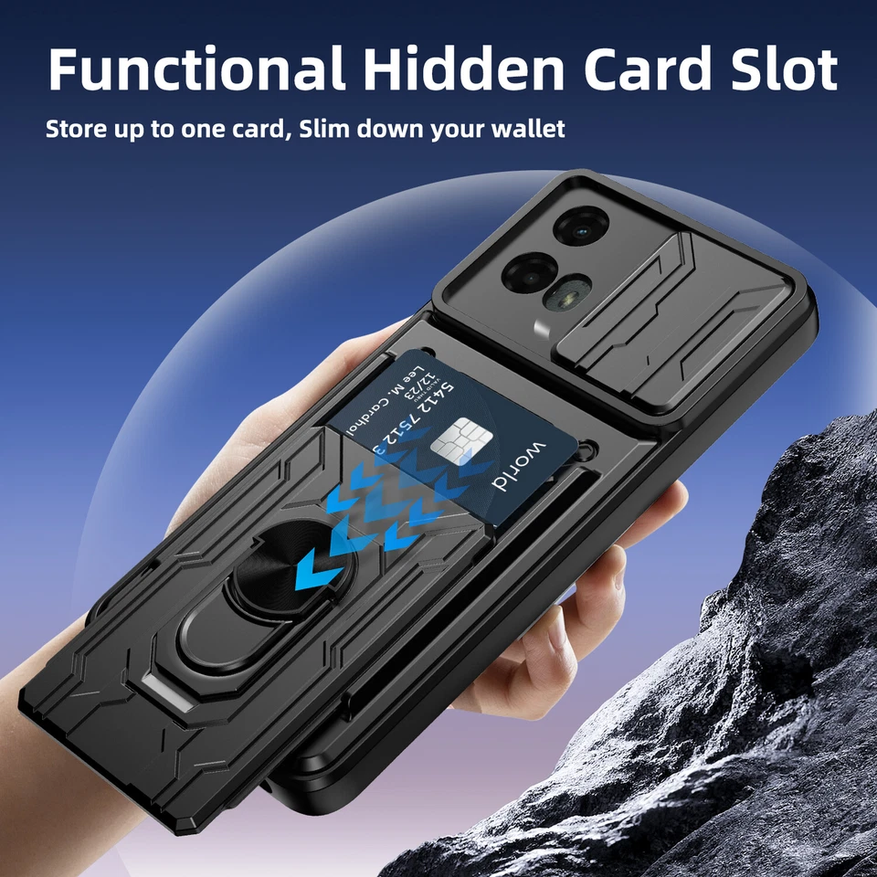 Ring Holder Case Card Slot Wallet Hybrid Cover For Moto G 5G 2024 / G Play 2024 - Image 3 of 4