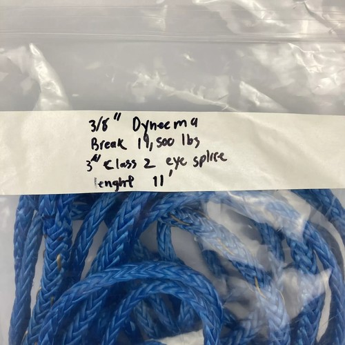 3/8" Dyneema Tow Rope Dock Marine Bull Rigging tree Line w/ Eyes Short 11 ft - Picture 4 of 4