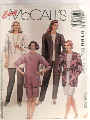 Jacket Tunic Top Skirt Pants Size K 46 48 50 McCalls 6196 Sewing Pattern Loose