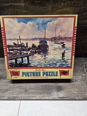 Vintage 1950's BUILT RITE Picture Puzzle Across The Harbor 500 pieces