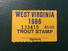 ICOLLECTZONE US West Virginia 1986 Trout Fishing Revenue Stamp VF NH