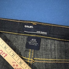 Qruel Jeans Mens 42x32  Dark Blue 100 Cotton Baggy Wide-Leg Urban Y2K