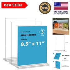 Professional 8.5x11 Acrylic Sign Holders - Double-Sided & High Clarity, 3 Pack