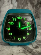 Vintage Westclox blue green luminous alarm clock mechanical Scotland working