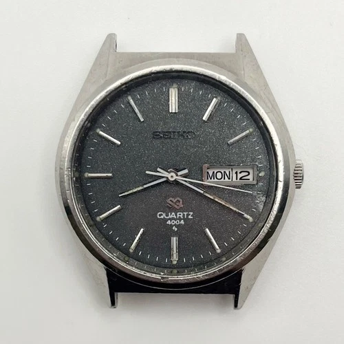 Seiko SQ Quartz 4004 0903-8109 Day Date Black Dial 38mm Vintage Parts Repair