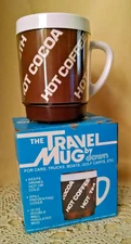 Brown Travel Mug by Dawn Vintage Plastic Org Box Soups Broth Cocoa Coffee Tea