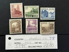 Norfolk Island  # 13 - 18  MNH   2026 Scott Catalogue Value $ 57.95