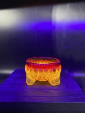 Boyd Amberina Footed Open Salt Dip Cellar Cadmium Glow