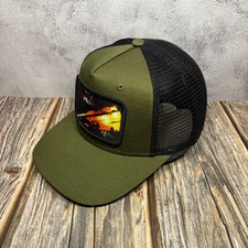 LEGACY Casual Trucker Hat Red Rocks Patch Flat Brim Olive Black Baseball Cap