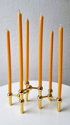 70s Style Modular Kerzenständer 3x Metall Kerzenhalter Gold Vintage Style 70s
