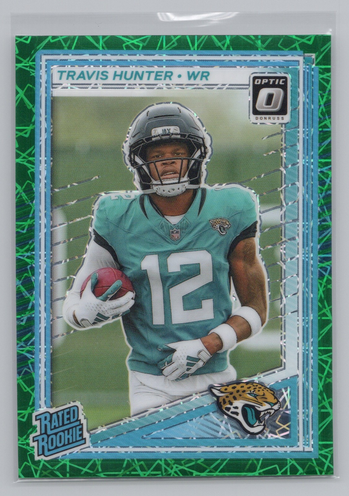 2025 Panini Optic Travis Hunter #201 Green Velocity Rated Rookie RC Jaguars