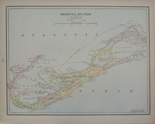 Carte originale 1900 BERMUDA Gallows Island Hamilton Somerset Castle Harbor Ferry