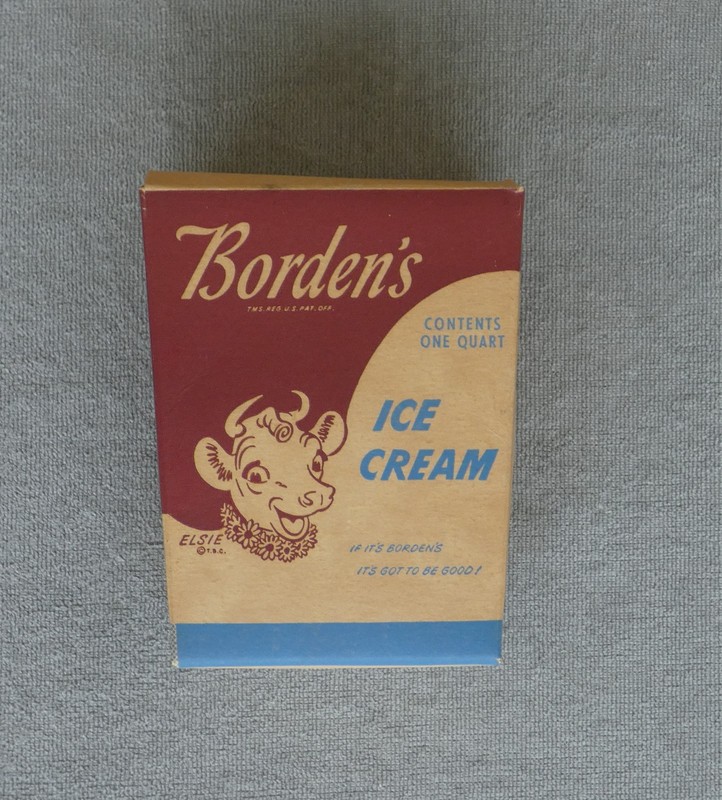 Borden's vintage Elsie's head logo one quart ice cream pail cardboard carton
