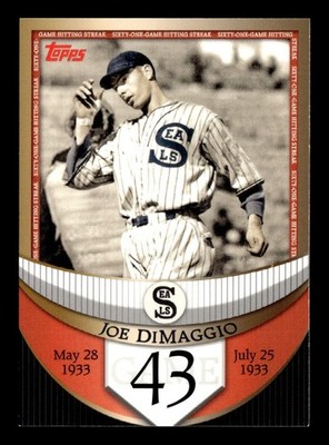 2007 Topps DiMaggio Streak Before the Streak #JDSF43 Joe DiMaggio C255