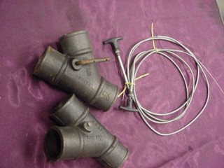 Street Rod / Ford / GM / Mopar Remote Exhaust Dumps for 2 Inch Pipe w/ Cables