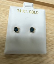 14K Yellow Gold Round Sapphire Screw Back Stud Earrings 4mm