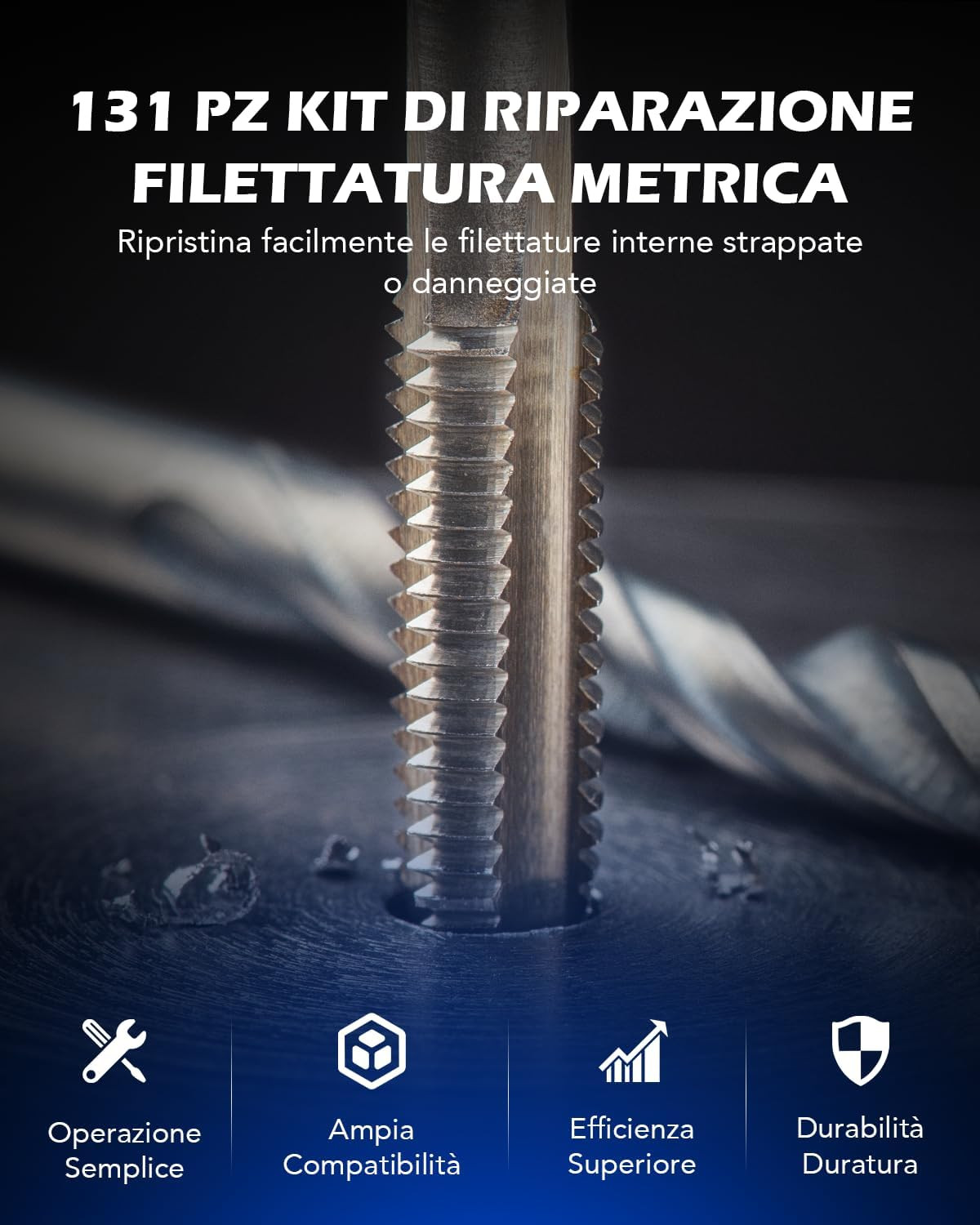 Kit Riparazione Filettatura 131 Pezzi Helicoil Professionale M5-M12 HSS - 2