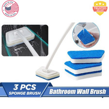 3pc Bathroom Long Handle Brush Wall Floor Scrub Bath Shower Tile Cleaning Tool