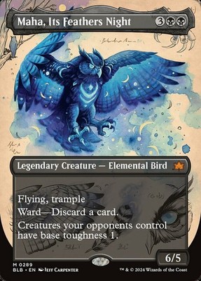 Light Play x 1 Maha, Its Feathers Night - Foil - Borderless Bloomburrow Variants