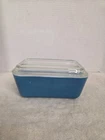 Vintage Pyrex Refrigerator Dish Primary Blue 502-B with Ribbed Lid 502-C