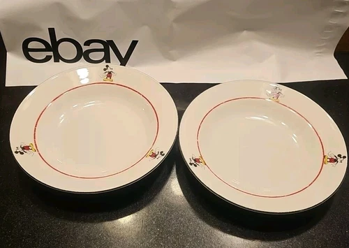 Vintage Gabbay Disney Mickey & Co Ceramic Bowls Set Of 2 Mickey Mouse Dinnerware
