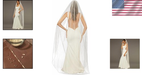 Elegant Fingertip Length Bridal Veil with Pearls and Crystals - Tulle Perfection - Picture 2 of 8