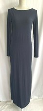MICHAEL KORS Navy Blue Stretch Maxi Dress Slit on Sides Long Sleeve Size XS