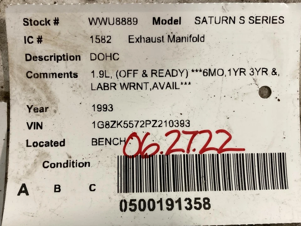 Coletor de escape usado serve: 1993 Saturn s series DOHC grau A - Imagem 3 de 4