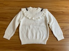 janie and jack girl ruffle neck sweater ivory size 4