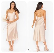 Nwot Show Me Your MuMu Verona Cowl Midi Dress in Champagne Luxe Satin sz XS