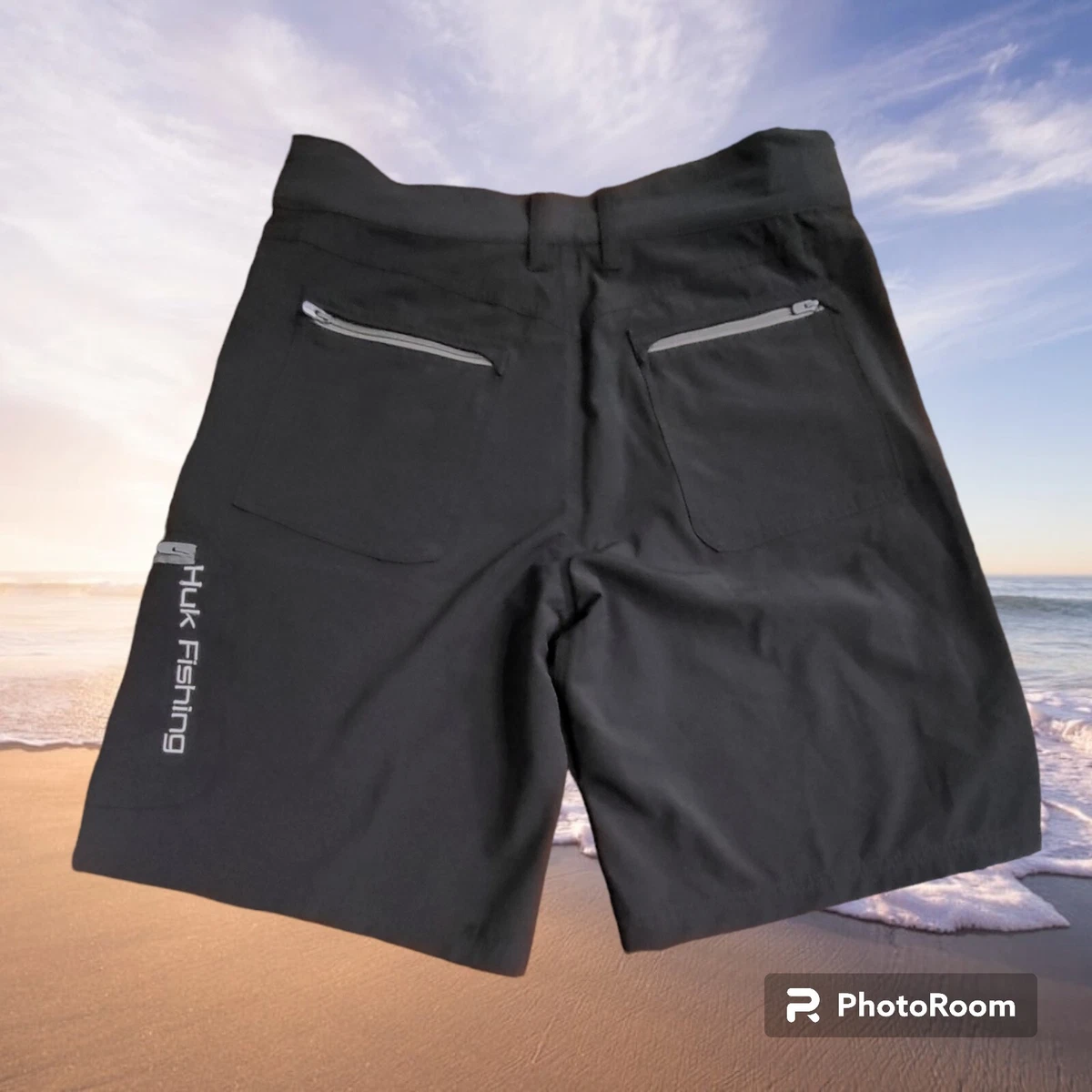 HUK Men's Next Level Quick-Drying Performance Fishing Shorts Small Black  **NWT**