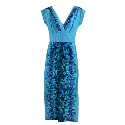 blue floral backless dress Cipriana Backless Halter Maxi Dress Floral Blue