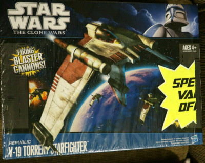 Star Wars Clone Wars Republic V-19 Torrent Starfighter 2011 Blue Box NRFB 3.75