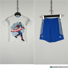 Adidas x Captain America Track Suit T-Shirt/Shorts size UK 8-9Y