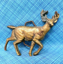 Buck Deer Stag Belt Buckle Hunter Sportsman Nature Vtg 70s Baron Taiwan .PCB335