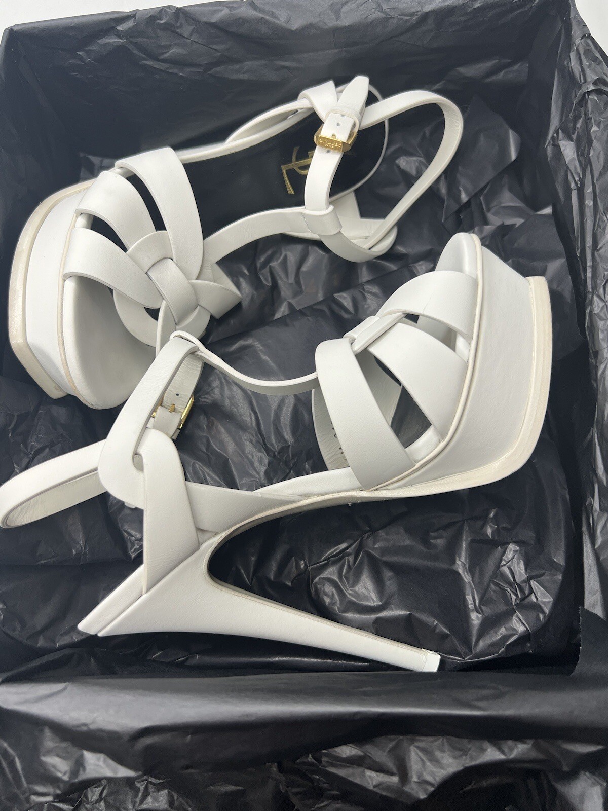 Décolleté tributo Yves Saint Laurent platform in pelle bianca taglia 36 5 6 5