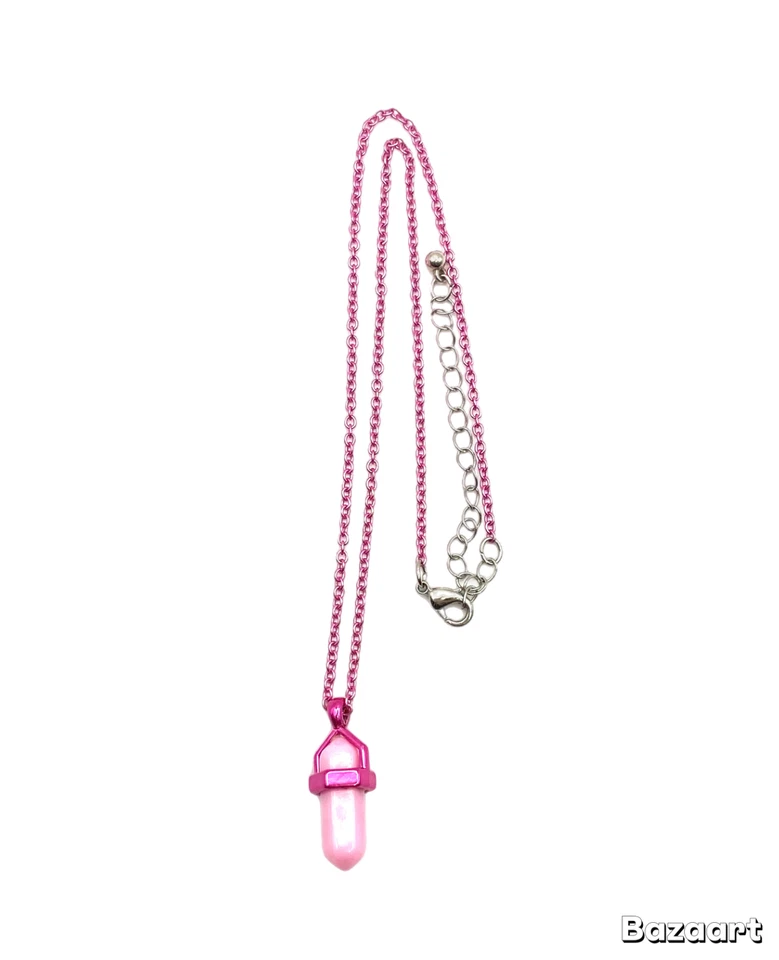 Lo último Collar Colgante Cristal Imitación Recubierto Esmalte Rosa 19" Moda Disfraz Usado en Excelente Condición Foto 2 de 4