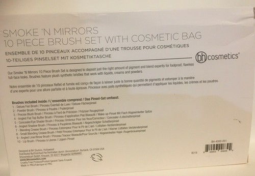 BH COSMETICS Smoke 'n Mirrors 10 Piece Metalized Brush Set with Bag New - Picture 2 of 5