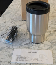 NEW LIFESTYLE SOLUTIONS HEATED TRAVEL MUG BLACK SILVER VINTAGE
