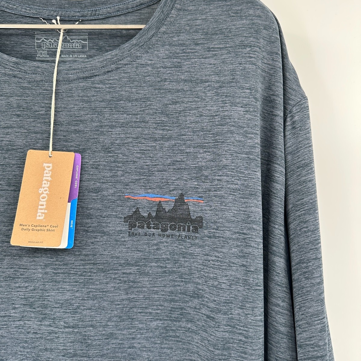 patagonia men's capilene cool daily graphic t shirt blue xxl