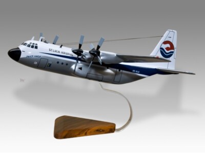 Lockheed Hercules 100-382-20 St. Lucia Airways Wood Airplane Model Small 1/130